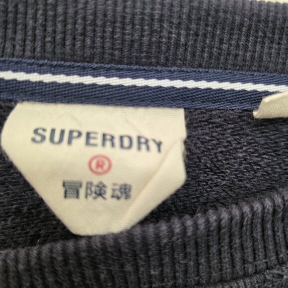 Superdry ​Logo Cotton Pullover Sweatshirt Navy Blue Men's Size Small - Picture 5 of 10